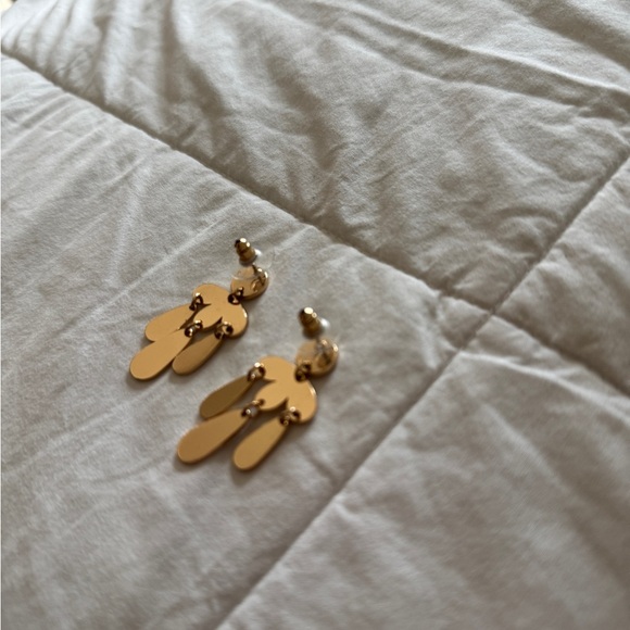 Gold Tone Dangle Earrings Chandelier Style | Lauren Conrad Style - Picture 7 of 7